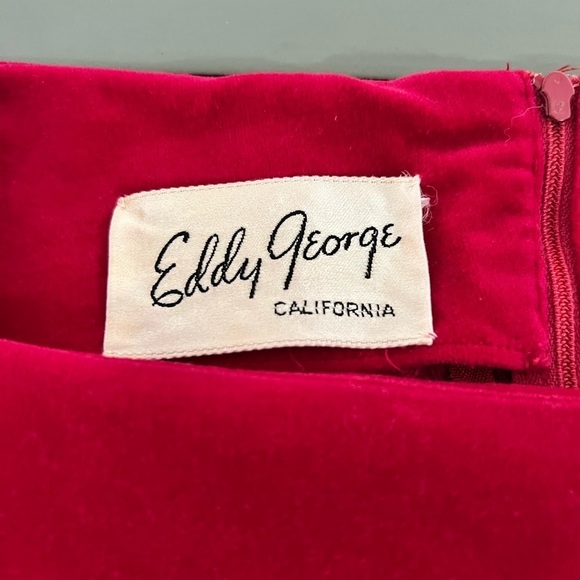 Eddy George Vintage Red Velvet Sheath Dress - Picture 3 of 16